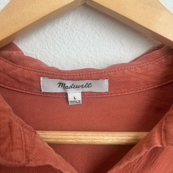 Madewell Lusterweave Hartfield Button Down Orange Blouse - Large - Picture 3 of 6